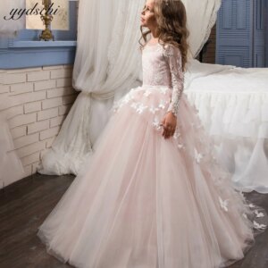 2025 Customizable Flower Girl Dress For Wedding  Appliques Ball Gown Girl Princess First Communion Dress Tulle Baby Simple Dress
