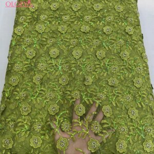 2025 African Nigerian Elegant 3D Embroidered Lace Fabric French Tulle Lace Fabric With Stones For Party Wedding XC4325