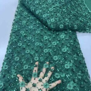 Africa Nigerian Beaded French Mesh Lace With Sequins High Quality 2025 Embroidery Lace Sequins Lace For Wedding Dresses Women