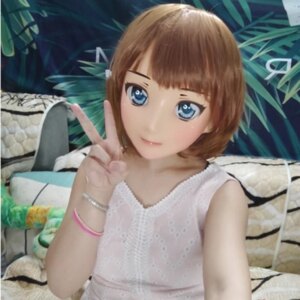 (Lanmei-07)Japan Anime Kigurumi Masks Cosplay Kigurumi Cartoon Character Role Play Half Head Lolita Doll Mask With Eyes And Wig