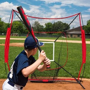 7*7 Baseball Softball Practice Net,Pitching Net,Batting Net,with Dummy Batte and Bow Frame,for Hitting,Pitching,Catching