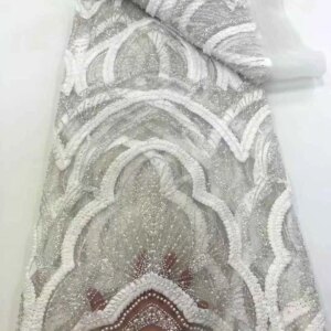 Luxury African Lace Fabric 2025 High Quality French Net Embroidery Luxury Beaded Lace 5 Yards for Wedding Evening Party