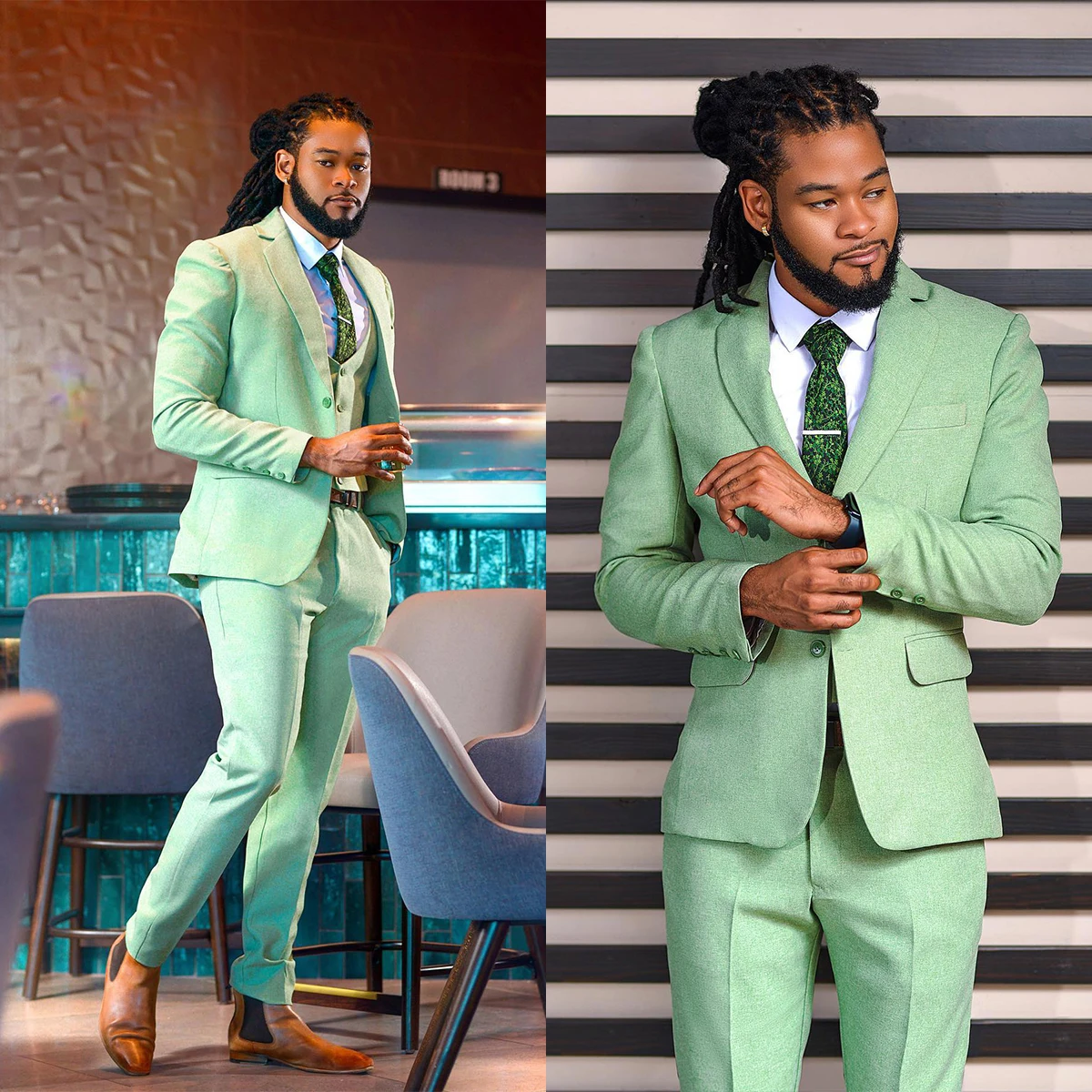 Fashion Men Suit New Wedding Suits Fit Slim Tailor-Made Groom 3-Pcs Coat Vest Pant Formal Occasions Singer Party Size Customized