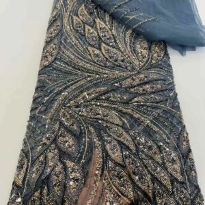 Luxury Exquisite High-end New Fashion Design Fabric Handmade Embroidery Net Lace Full Beads For Making Women Wedding Dress