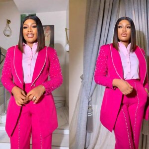 Fashion Pearls Women Suits Wide Leg Pant Shawl Lapel Blazer Suits One Button Suit Customized Prom Party Business Outfits