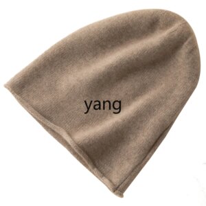 LMM Knitted 100% Cashmere Hat Women’s Curled Warm Fashion Ear Cap