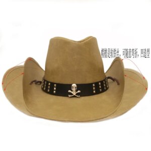 Leather belt for men and women Quality large brimmed hat Cowboy sunshade