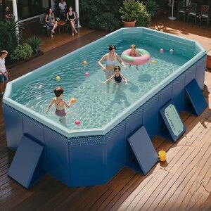 Foldable Non-Inflatable Swimming Pool, Portable Hard Plastic Shell Kids and Adults Pool, Dog Pool for Outdoor, Backyard and Gard