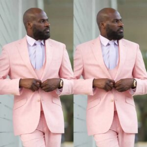 Simple Pink Wedding Tuxedos 2 Piece Set Jacket Pants Single Breasted Men Suit Classic Fit Customized Groom Wear Party Suits