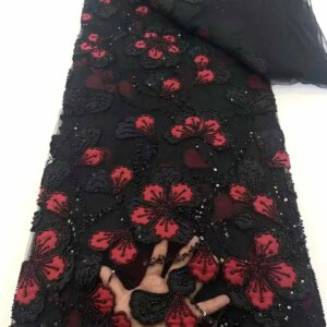 African Lace Fabric 2025 High Quality French Net Sequins Fabric Sewing Embroidered Lace Tulle Nigerian Lace Fabric 5 Yards