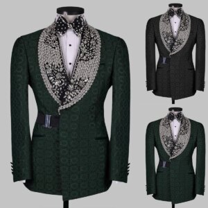Exquisite Wedding Man Suits  Slim Rhinestone Diamond Business Lapel Blazer Formal Occasions Suits for Men Party Customized