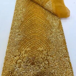 2025 Luxury French Mesh Embroidery Beaded Lace Fabric African Nigerian Sequins Lace Fabric For Wedding Dress Sewing Material