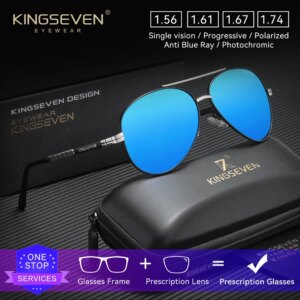 KINGSEVEN Trendy Pilot Male Prescription Sunglasses Myopia Hyperopia Progressive Summer Fashion Outdoor Optical Lens Eyeglasses