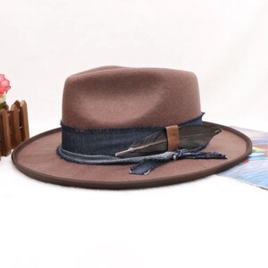New Woolen Panama Fashion Men’s Jazz Top Hat Curling Hot Sale In Europe And America Autumn And Winter Hat