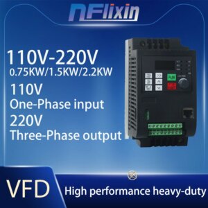HOT 110v to 220v 0.75/1.5/2.2/4/5.5/7.5kw VFD Vector Inverter Converter Variable Frequency Drive Spindle Motor Driver !