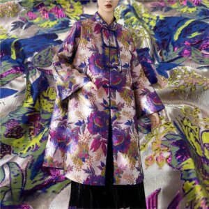 Purple blue jacquard relief fabric for cheongsams windbreakers evening gowns brocade and satin Chinese-style clothing