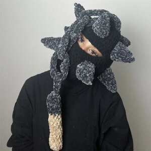 Pure Handmade knitting Hammer chain hat Halloween cosplay costume Eccentric personality tide mask hat outdoor party windproof