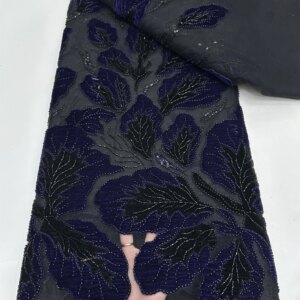 Velvet African Lace Fabric Luxury Sequins Red French Embroidery Nigerian Velvet Lace Fabric For Wedding Party Sequins Sewing