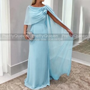 Customized Chiffon Mother of the Bride Dresses Long Cloak Shawl Flower One Shoulder Sheath Prom Dress Wedding Party For Women