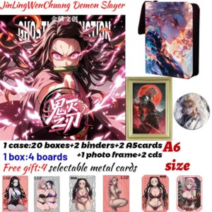 2025 Newest JinLingWenChuang Demon Slayer A6 Borads Collection Card Shinobu Japanese Anime Trading Mitsuri Hobbies Gift