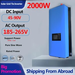 SUN 2000W Solar Grid Tie Inverter With Limitter DC Input 45-90V AC Output 185-265V