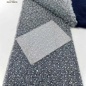 New Luxury Nigerian African Heavy Beads Sequins Mesh Lace 2025 Bride French Net Lace Fabric Sewing Embroidered Lace Tulle Women