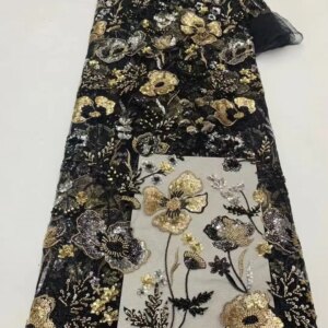 Luxury Exquisite High-end 2025 New Fashion Design Fabric Sequins Embroidery Net Lace Full Beads For Making Women Wedding Dress