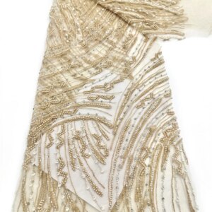 High Quality Sequins Embroidery African French Lace Fabric For Luxurious Nigerian African Beaded Lace Fabric Sewing Dress
