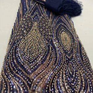 African Nigerian Heavy Beads Lace Fabric French Sequins Mesh Net Lace Fabrics 2025 High Quality For Wedding Party Dresses Sewing