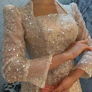 FATAPAESE Customized Evening Gown Cape Tank Sleeve Crystal Beaded Square-neckline A-line Dresses Formal Party Pricness Gowns