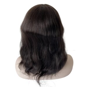 16 Inches Mongolian Virgin Human Hair Hairpieces #1b Black Color Straight AUS Topper 8×10 Lace with PU Toupee for Woman