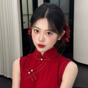 Red Hair Accessory Wedding Barrettes Fabric Rose Flower Hairpin Duckbill Clip Toast Dress Headdress Flower Headwear