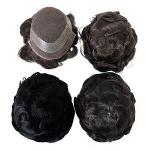 Mongolian Virgin Human Hair Replacement Brown Color 4# 32mm Wave 8×10 Hollywood Swiss Lace Unit for White Men