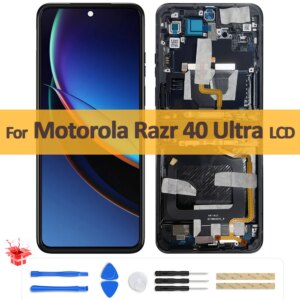 6.9″ Original For Motorola Razr 40 Ultra Foldable LCD Display XT2321-3 Touch Screen Digitizer Assembly For Moto Razr Plus 2023