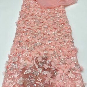 African 3D floral handicrafting lace, French tulle lace fabric, embroidered decals, Nigerian dress party sewing fabric