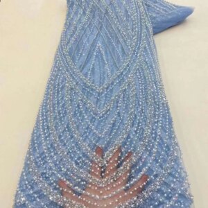 Navy Blue Embroidered Nigerian Lace Fabric High Quality Embroidered Lace 2024 Sequins Lace Fabric For Wedding Dress Sew KB3587
