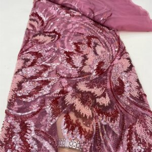 New High-End Luxury French Embroidery Heavy Groom Lace Fabric African Nigerian With Sequins Fabric For Wedding