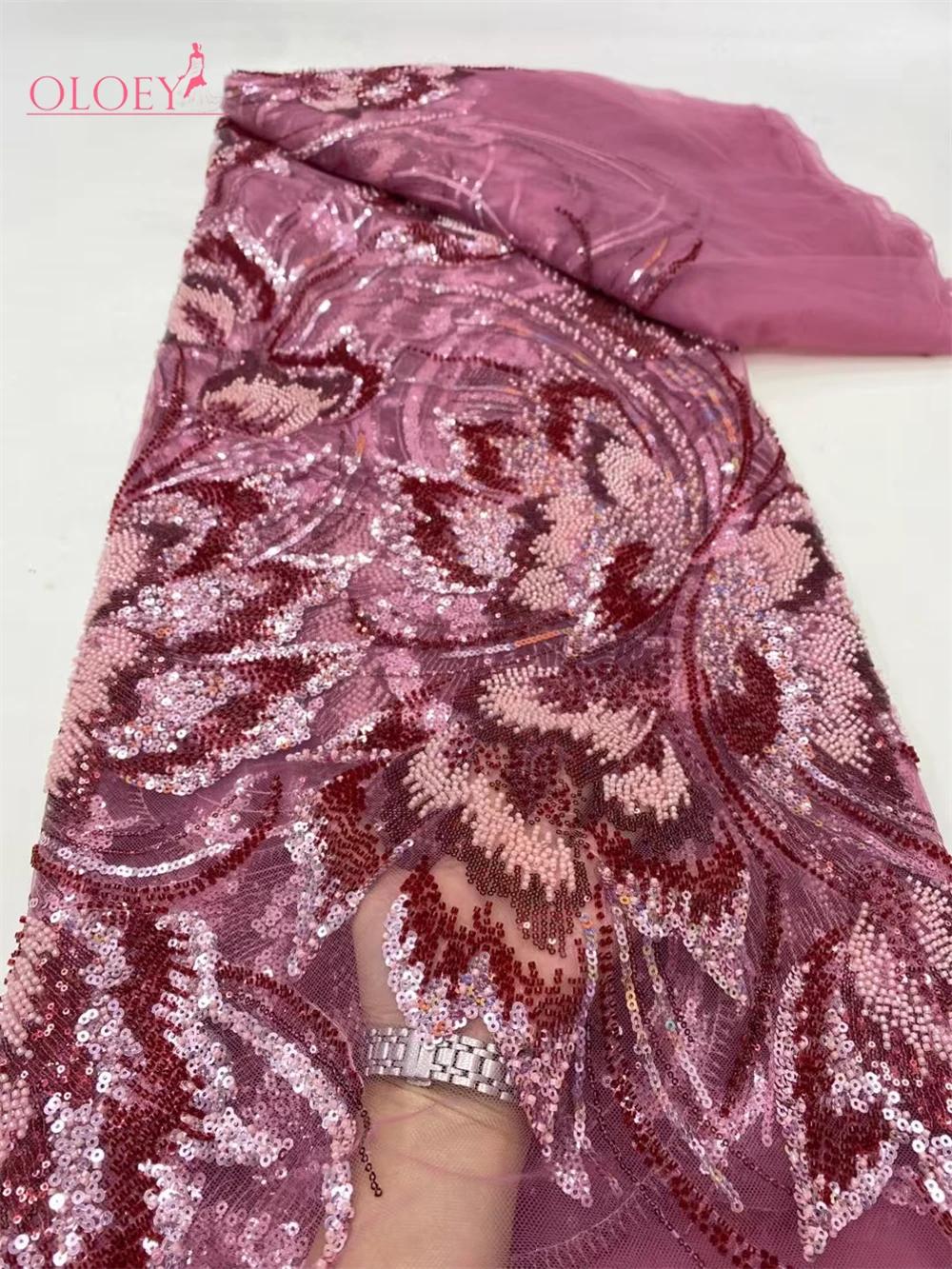 New High-End Luxury French Embroidery Heavy Groom Lace Fabric African Nigerian With Sequins Fabric For Wedding