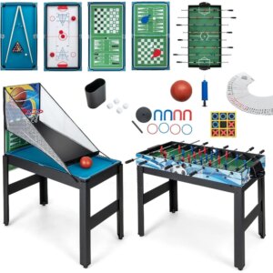 14-in-1 Multi Game Table, Combo Game Table w/Foosball, Air Hockey, Pool, Table Tennis, Basketball, Chess, Checkers, Bowling, Sh
