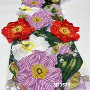 2025 African French Nigerian High End Tulle Lace 3D Flower Fabric Embroiderg Mesh for Wedding Party Bride Sewing Dress