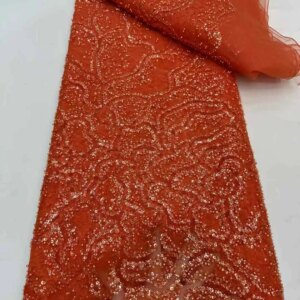 Luxurious Soft Austria Tulle Lace with Stones Elegant High-Quality Mesh for Wedding & Evening Dresses (Latest Colletion)NN8935_R