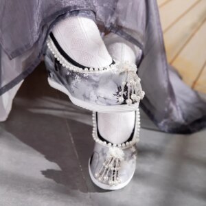 New Gradient Tie-Dye Landscape Painting Flower Beads Warped Embroidered Shoes for Han Chinese Clothing Women