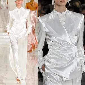 Fashionable Satin Women Pants Suits 2 Pcs Double Breasted Blazer Customized Wedding Guest Suits Formal Wear Evening Party Outfit