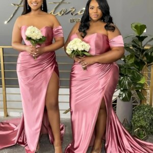 Customized Lavender Bridesmaid Dresses 2024 Mermaid Sweetheart High Slit Satin Wedding Guest Party Dresses Cheap Birthday Dress