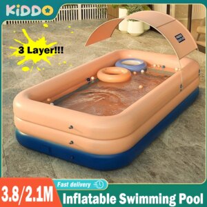 3.8M Inflatable PVC Swimming Pool Sunshade Large Pools for Family Framed Removable Swimming Bathtub Ourdoor Pool for Cottages