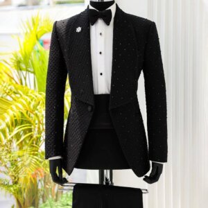 Mens Suit Prom Party Gentlemen 2 Piece Jacket Pants Luxury Handmade Diamonds Customized Wedding Formal Occasions Groom Tuxedo