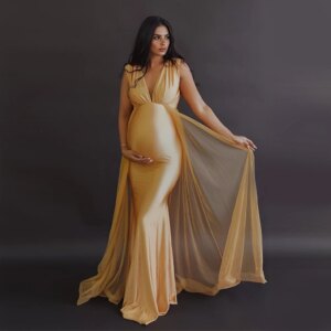 Sleeveless Maternity Photoshoot Dress V Neck Comfortable Fabric Slim Fit Photography Dress For Pregnant Women for Photo Shoot