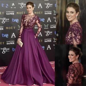Customized Purple Mother of the Bride Evening Gown Long Sleeve Appliqué Beaded Pocket Elegant Formal Occasion Floor Length Gown