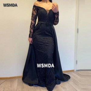 Detachable Train Mother of The Bride Dresses Off-the-Shoulder Backless Formal Evening Gown Vestidos De Cóctel Custom Made