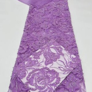 2025 Luxury Elegant Handmade Embroidery Sequins Beaded Lace High Quality African Sequins Lace Fabric for Wedding Sewing